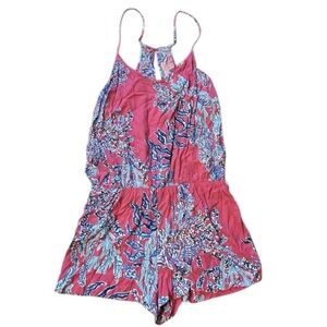 Lilly Pulitzer Seaweed Ocean Design Romper Size Medium Pink and Blue Girly